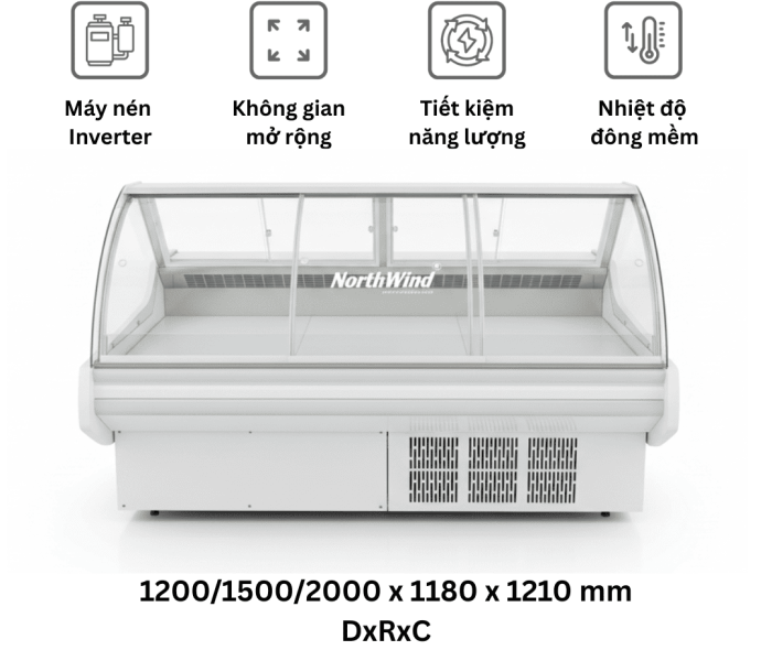 Tủ trưng bày thịt, cá tươi sống Northwind