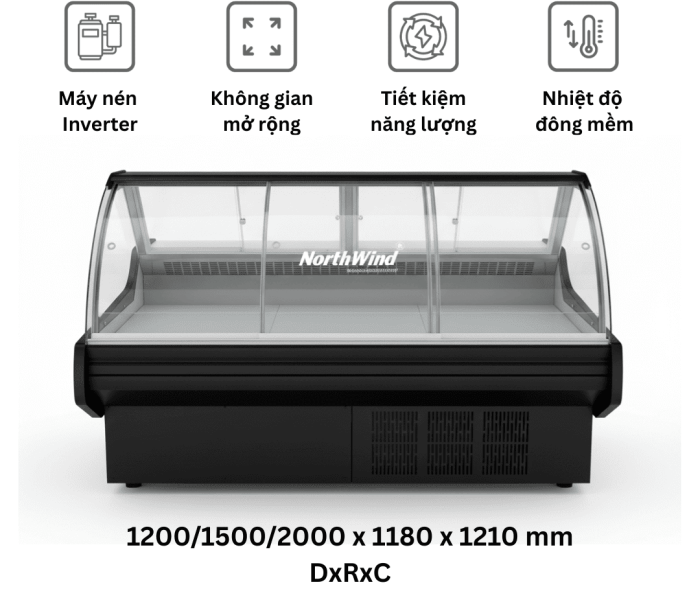 Tủ trưng bày thịt, cá tươi sống Northwind