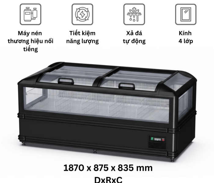 Tủ đông nằm kính trưng bày Northwind 