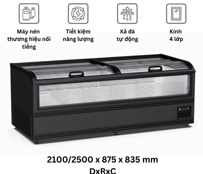 Tủ đông nằm trưng bày kính Northwind-210