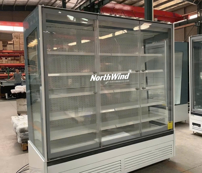 Tủ trưng bày siêu thị - thiết kế cửa mỏng mới