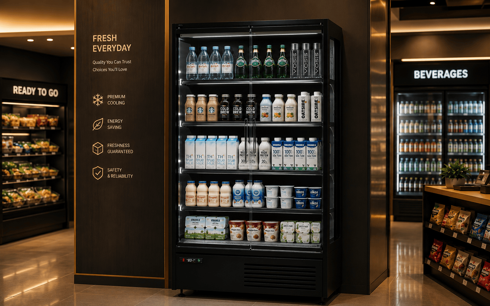 Tủ mát 2 cánh cửa kính không viền Northwind